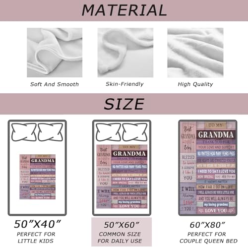 Grandma Gifts Blanket 60x50 Inches - Grandma Birthday & Christmas Throw