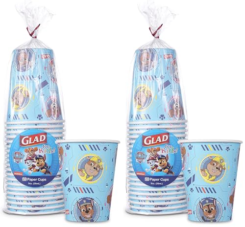 Glad Paw Patrol Paper Cups, 9 oz Soak-Proof Disposable Drink Cups, 40 Count
