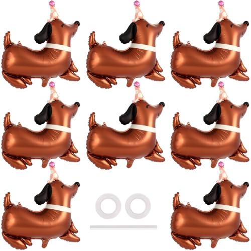 Dachshund Dog Birthday Balloons - 8 Pcs Foil Party Decor