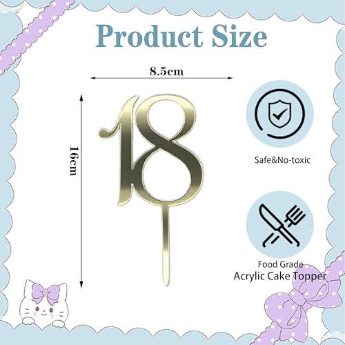 Elegant Rose Gold Mirrored 18th Birthday Cake Topper