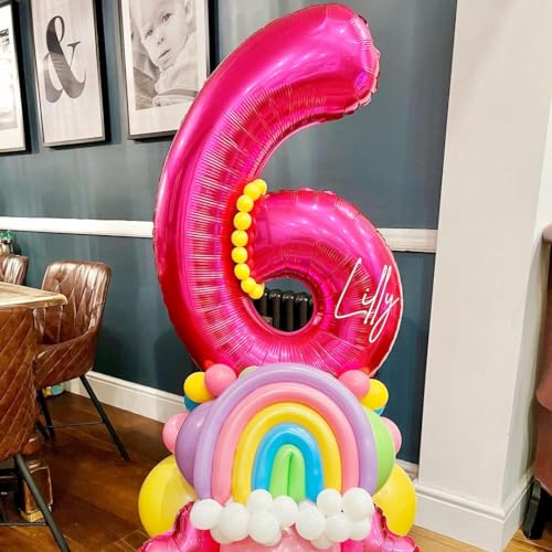 40 Inch Hot Pink Number 6 Balloon for Birthday Party Decor