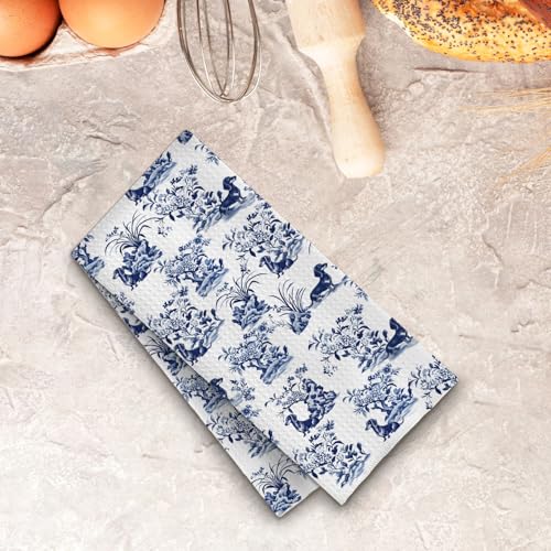 Chinoiserie Dachshund Kitchen Towels | 16x24 Decorative Hand Towels