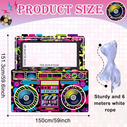 Neon Radio Boombox Photo Booth Prop - 80s & 90s Party Decoration