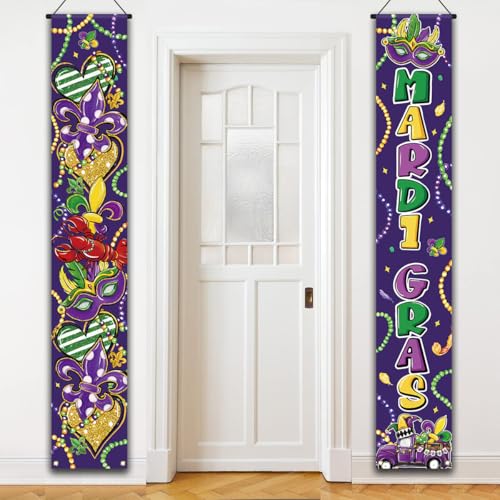 Mardi Gras Welcome Banner - 12x71 inch Fat Tuesday Decor