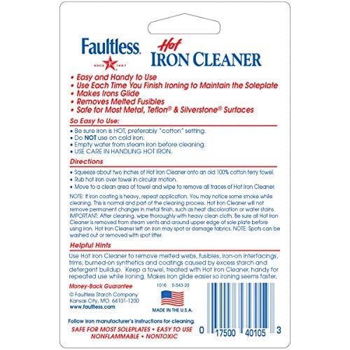 Faultless Hot Iron Cleaner, Non-Toxic Steam Iron Soleplate Cleaner (1 Count)