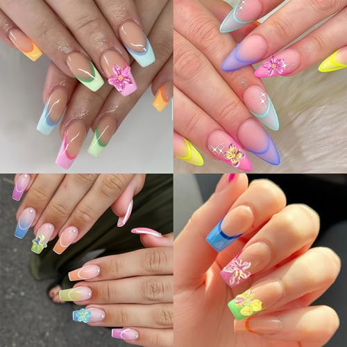120Pcs 3D Resin Flower Nail Charms Colorful Hibiscus Flatback Floral Gems