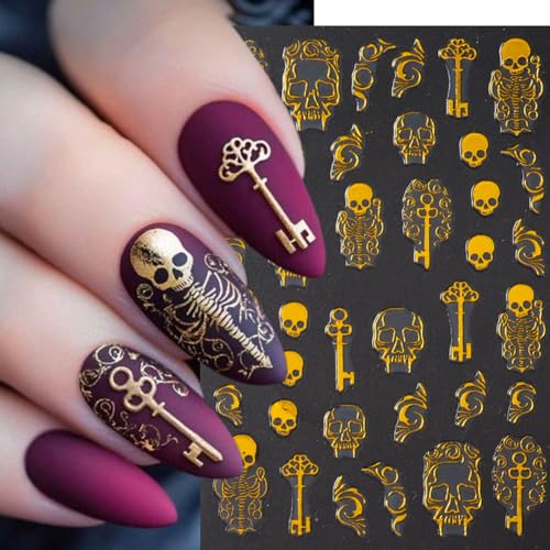 Halloween Nail Stickers 6 Sheets 3D Self-Adhesive Spider Web Decals