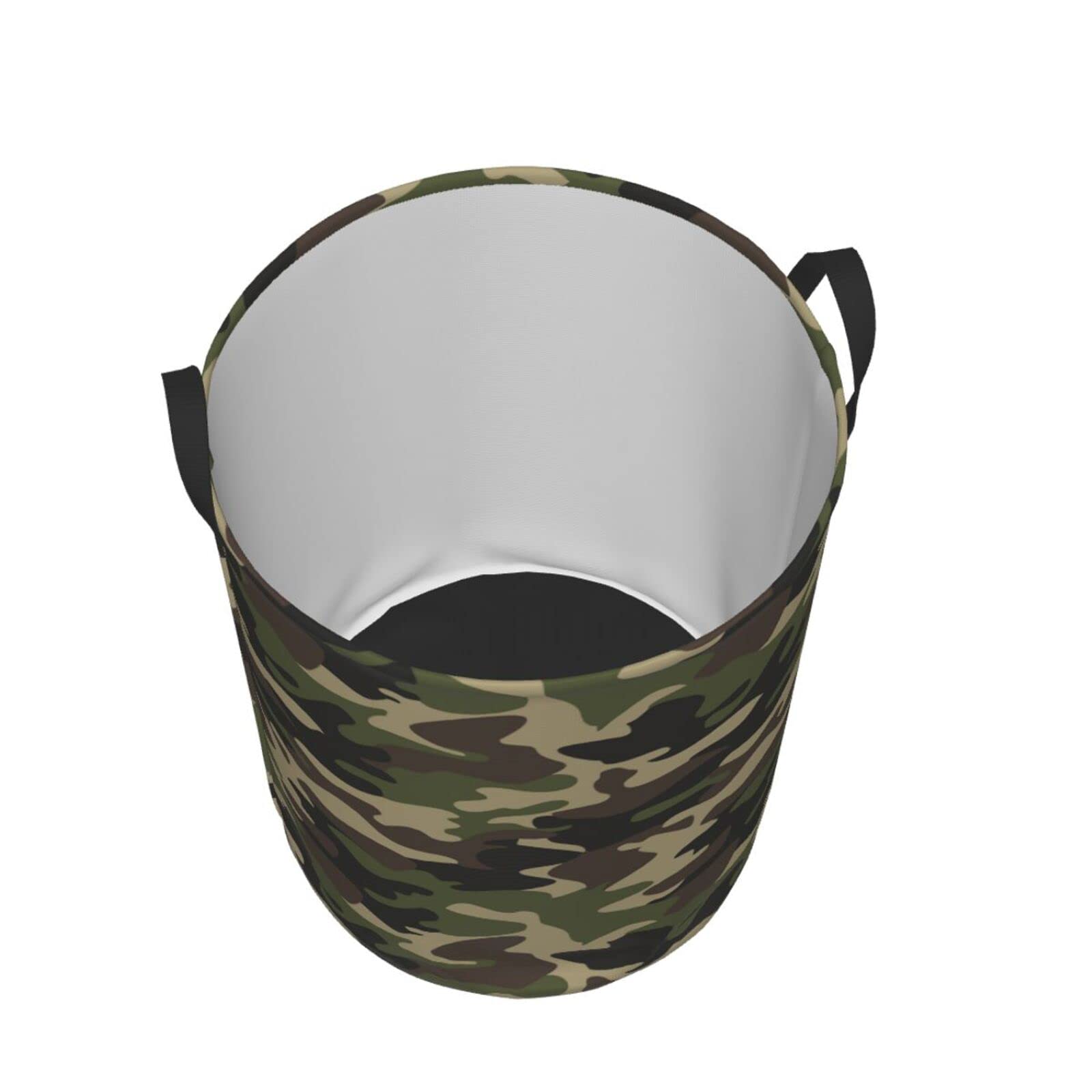 Gbuzozie 62L Round Laundry Hamper Camouflage Pattern Storage Basket Waterproof Coating Green Camo Organizer Bin For Nursery Clothes Toys