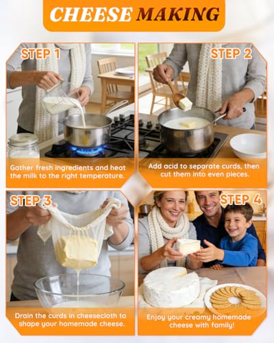 Reusable Cheesecloth 10 Pack Grade 100 Hemmed Cotton Mesh for Straining