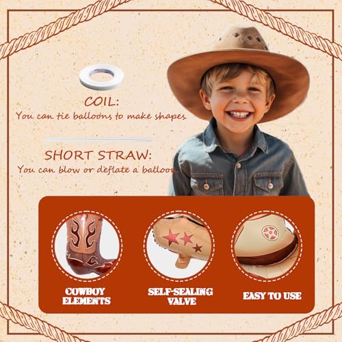 Western Cowboy Balloons - 8PCS Cowgirl Hat & Boot Foil Party Decor