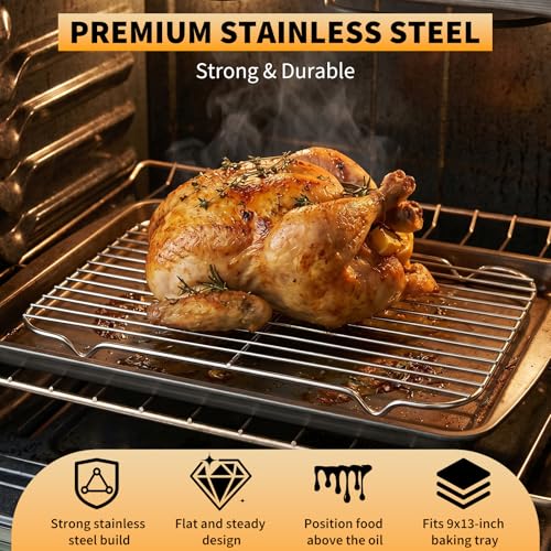 Stainless Steel Roasting Rack for 9x13 Inch Pans - Oven, Broiler & BBQ