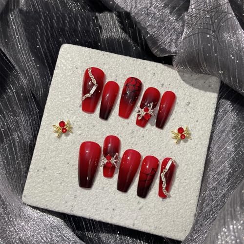 BUNLVDI 30Pcs Punk Style Halloween Spider Nail Charms & Gems