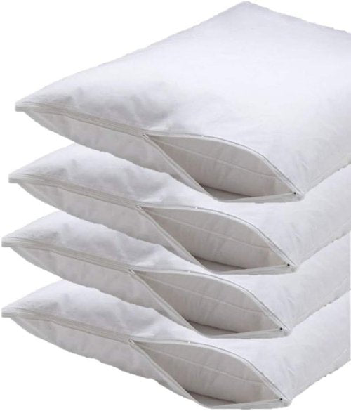 Deluxe Zippered Vinyl Pillow Covers - Waterproof Protection for Standard 20"x29" Pillows | Ideal for Home & Hotel Use