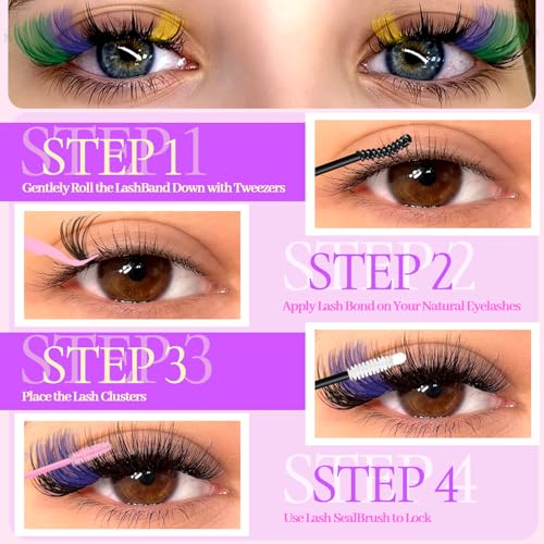 Holipet 680 Pcs Lash Clusters Kit with Glue, Tweezer & Brush - 9-18mm Wispy Manga Eyelash Extensions