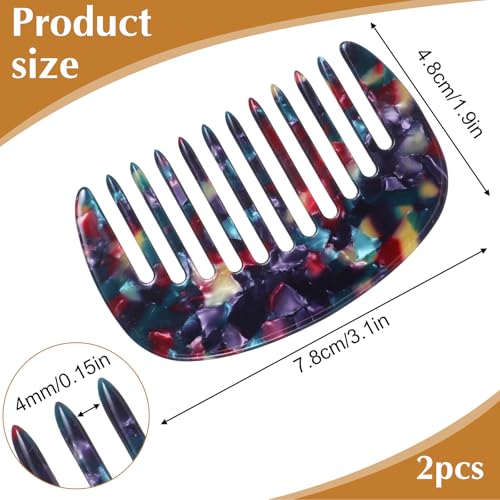Acetate Mini Wide Tooth Hair Comb 2-Pack Anti-Static Pocket Travel Comb