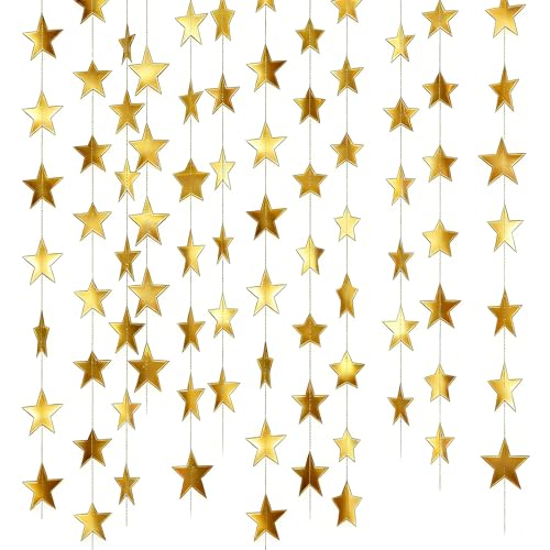 Gold Star Garland Decorations – GREATRIL 4m Metallic Hanging Backdrop