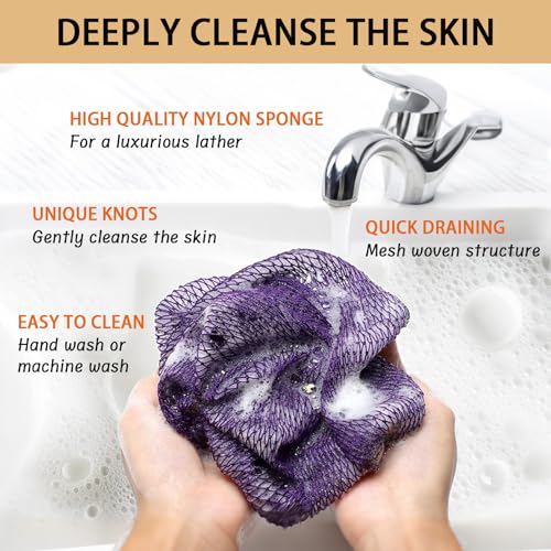 African Net Sponge Authentic Exfoliating Bath Scrubber Pink