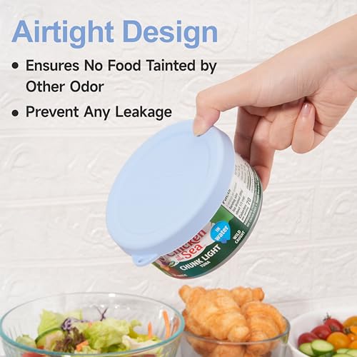 LUVCOSY 4-Inch Silicone Can Lids for 12oz Tuna Cans - 2 Pack Reusable