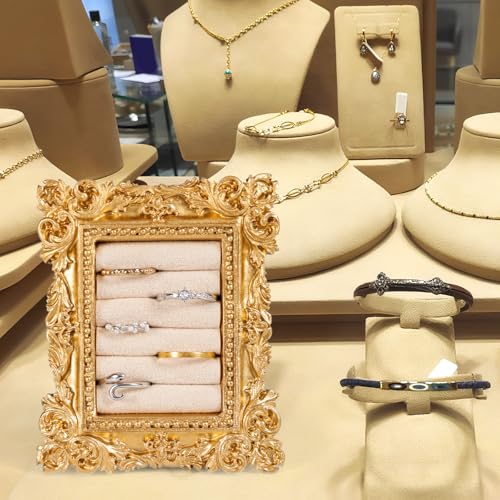 Creamy White Vintage Ring Display Stand with Baroque Design Jewelry Organizer