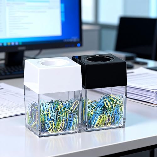 Extra Large Magnetic Paper Clip Dispenser - 500 Capacity, Black