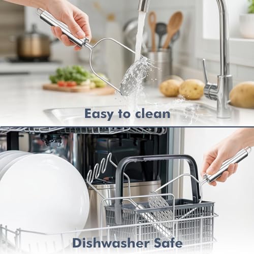 2PCS Stainless Steel Potato Masher Set - Zigzag & Flower Design