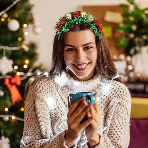 CURASA Green Christmas Disco Ball Headband for Women Holiday Party Hair