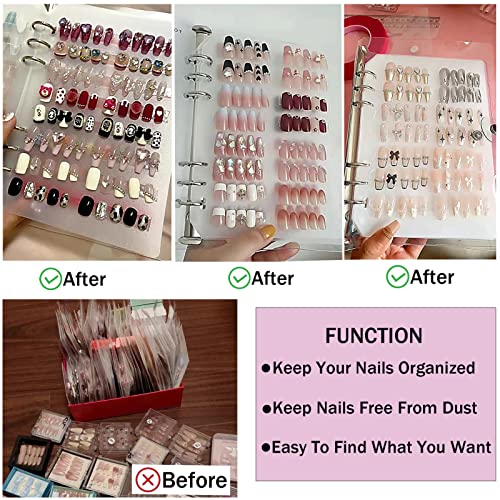 Press On Nail Organizer Book - 9.44x7.08 Inch Clear Storage Display Case
