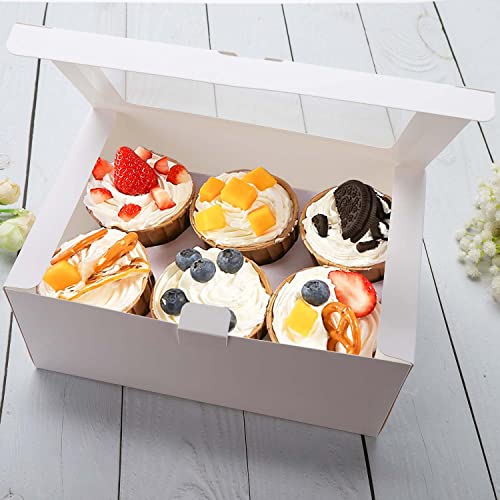 10-Pack Cupcake Boxes with Inserts and Window - 6 Cupcake Carrier