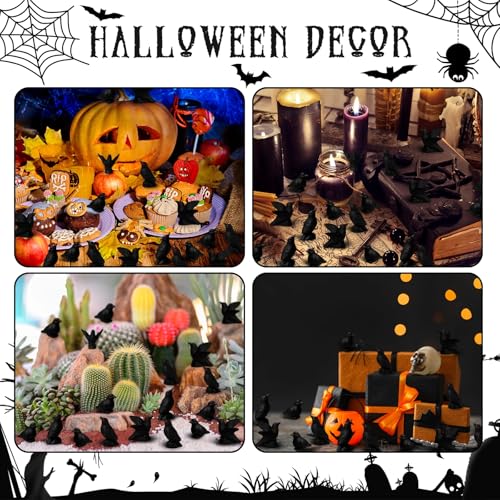 Yalikop 20 Pcs Mini Black Resin Crow Figurines Halloween Decor