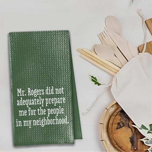 Mr. Rogers Kitchen Towels - Funny Green Waffle Weave, 16x24in