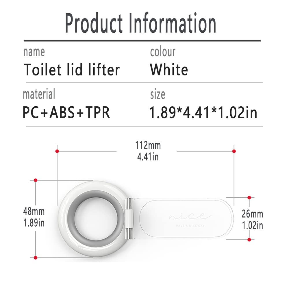 Wsaduop Toilet Lid Lifter, Toilet Seat Lifter Toilet Seat Handle Lifter Toilet Cover Lifter,Avoid Touching Toilet Cover Handle,2 PCS White.