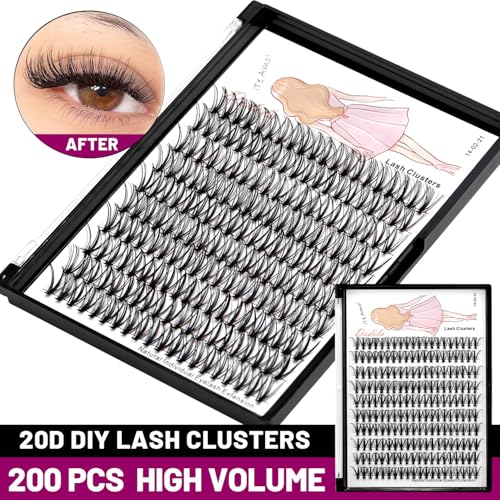 Dedila Individual Cluster False Eyelashes 20D D Curl Natural Soft Black DIY