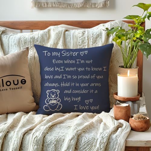 ULOVE LOVE YOURSELF to My Sister Throw Pillow Cover 18 x Inch