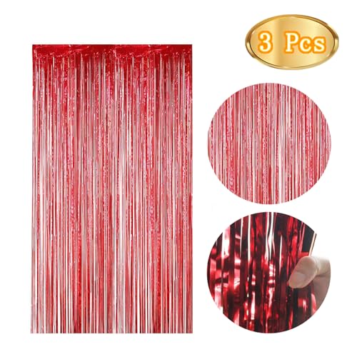 Iridescent Foil Curtain Backdrop - 3 Pcs Party Decorations