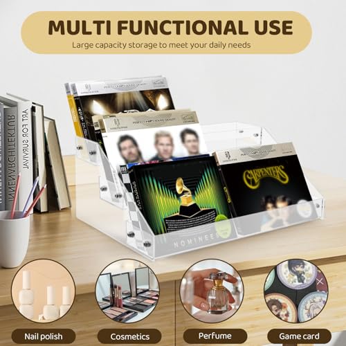 3-Tier Acrylic CD Holder Stand - Clear DVD Storage Rack