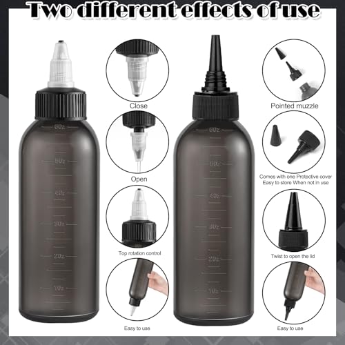 Root Comb Applicator Bottle for Hair Dye & Oil - 6 oz Black
