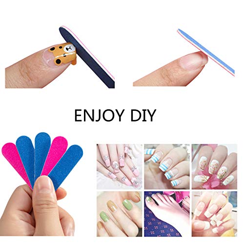 Transun Moo Mini Nail Files Bulk 100 Pack - 2 Inch Disposable Emery Boards for Manicure and Pedicure