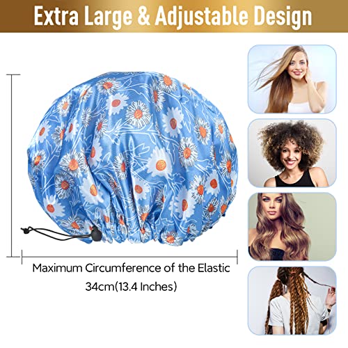 Fishent Oversized Waterproof Shower Cap for Long Hair with PEVA Lining
