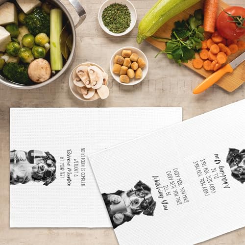 Bernese Mountain Dog Kitchen Towels Set of 2 Microfiber Waffle Weave