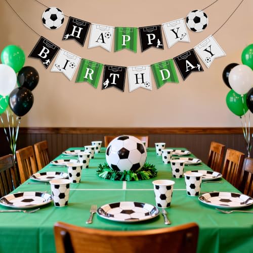 Hooqict Soccer Birthday Banner - Kids Boys Men Sport Theme Party Decorations