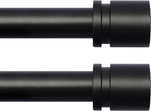 Byondeth Curtain Rods - Adjustable 16 to 144 Inches | 1 Inch Diameter | Black Aluminum Finials