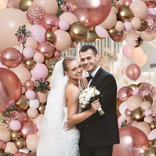 Rose Gold Pink Balloon Garland Kit - 129pc Arch Decor for Party