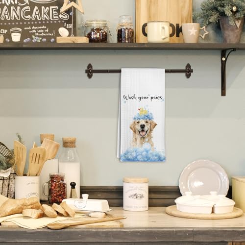 Golden Retriever Hand Towels - Funny Bathroom Kitchen Decor, 16x24 Inch