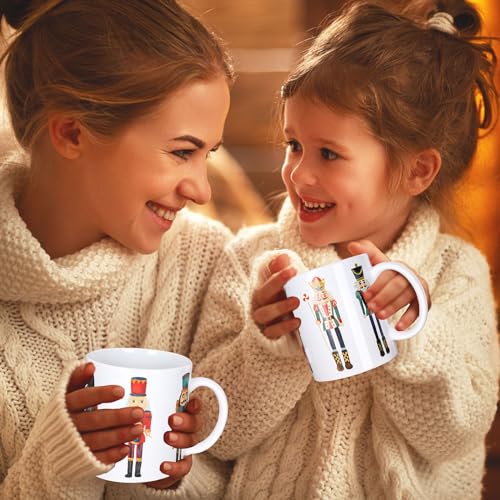 Christmas Nutcracker Mug Set - 12oz Holiday Ceramic Drinking Cups, 2 Pieces
