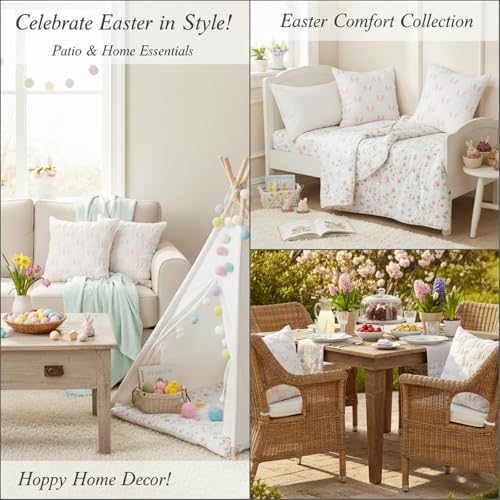 Bunny Throw Pillow Covers Set of 2 | 18x18 Inch Easter Decor