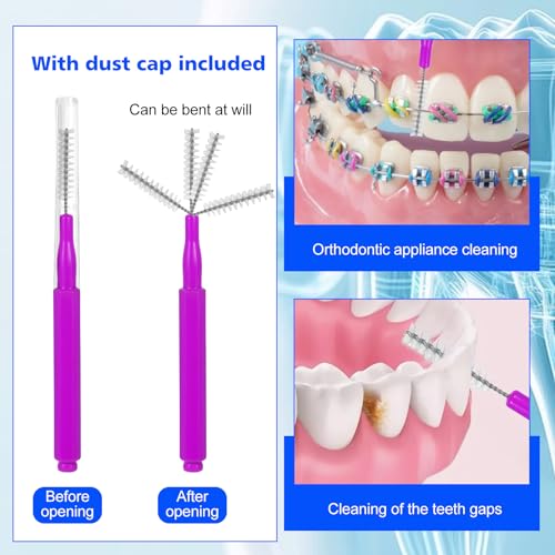JJUNW 50 Pieces Interdental Brushes Mixed Color Dental Cleaning Tools