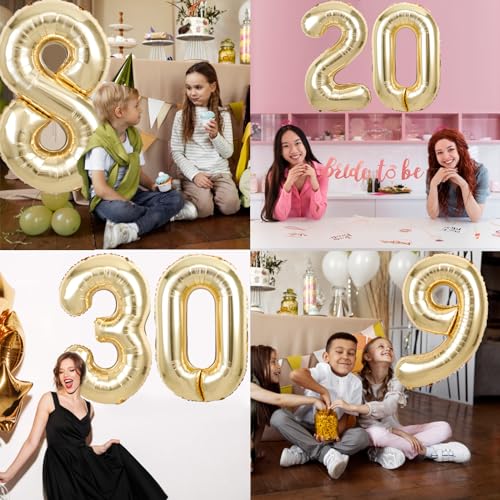40 Inch White Gold Number 5 Balloon - Party Decoration