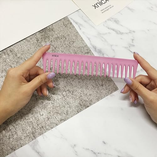 xnicx Carbon Pink Wide Tooth Detangling Comb for Curly Wet Hair