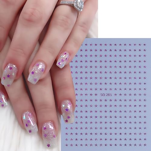 Star Nail Stickers 3D Self-Adhesive Celestial Nail Decals 8 Sheets