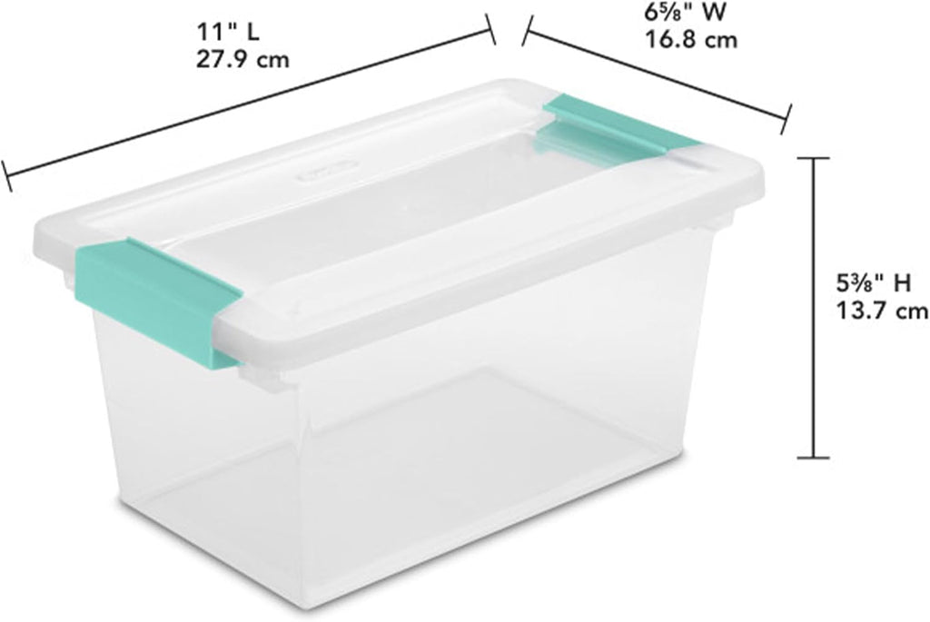 Sterilite 4-Pack Clip Box | Stackable Clear Plastic Bins with Latching Lids - Medium Storage for Crafts & Office Supplies